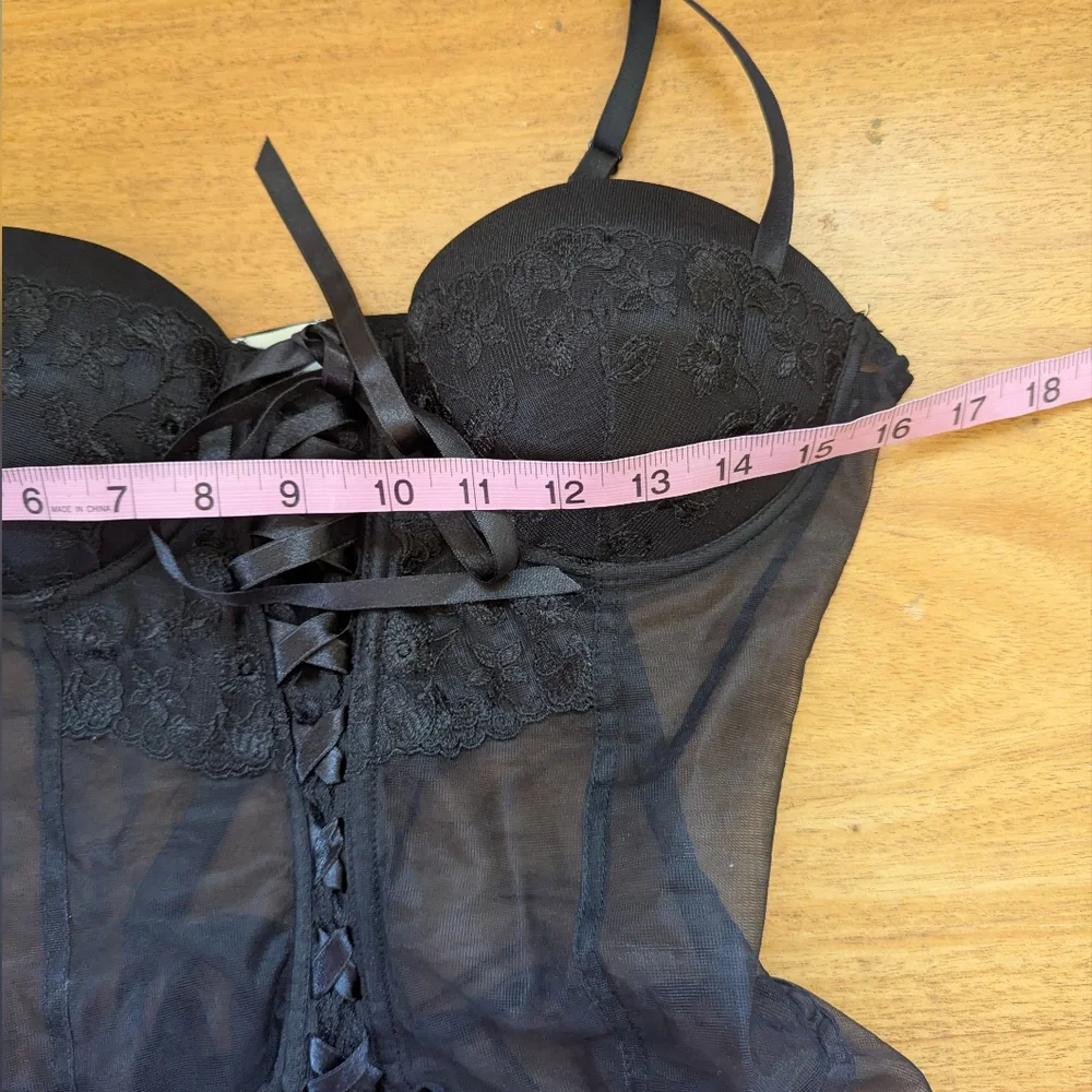Vintage Y2K Whimsigoth Black Sheer Corset Lingerie‎ Top